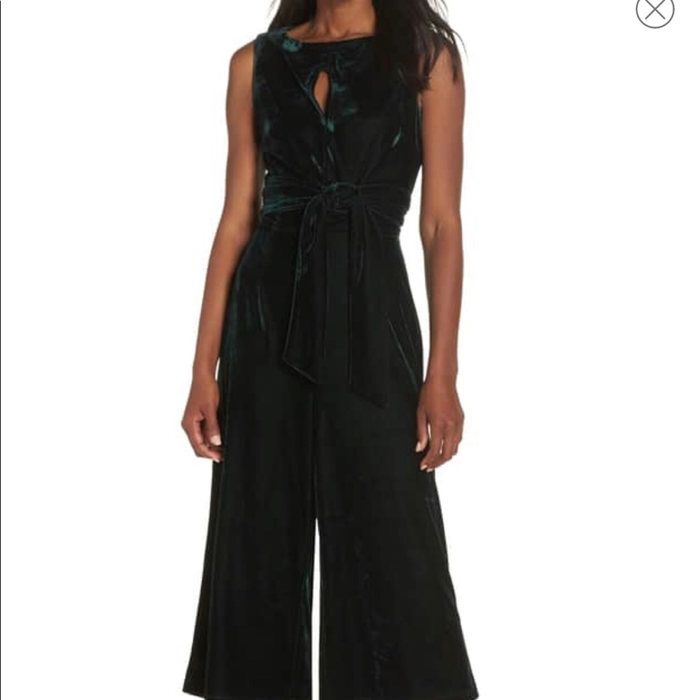 NWT Wide Leg Green Velvet Jumpsuit